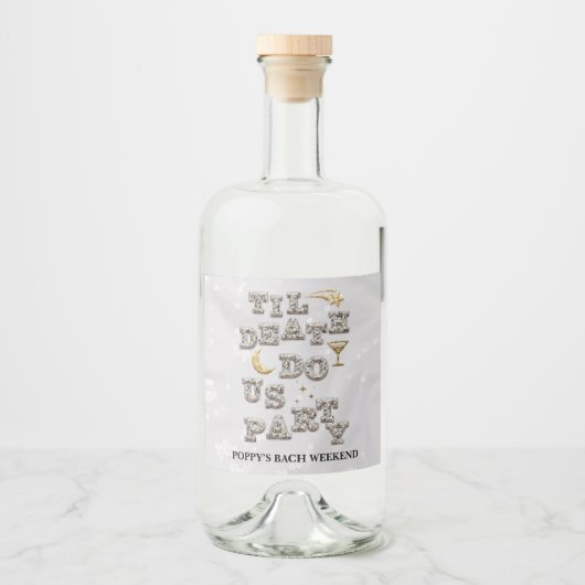 Cool Glam Glitter Tequila Disco Bachelorette Likeurfles Etiket (Voorkant)