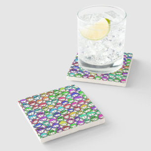 Cool glimlach Faces Patroon + uw idee Stenen Onderzetter