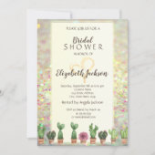 Cool Glitter Bokeh Cactus Vrijgezellenfeest Kaart (Voorkant)