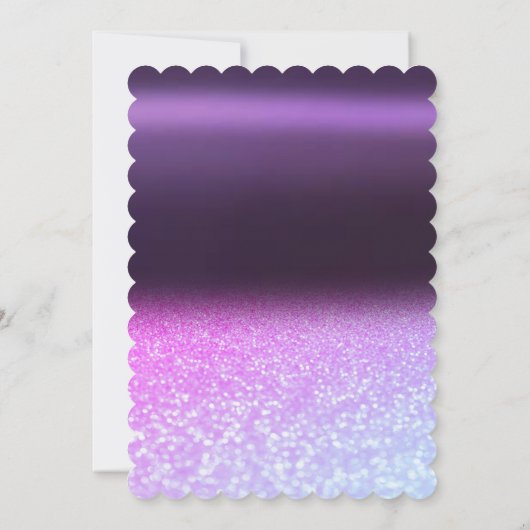 Cool Glitter Bokeh, Jurk, Tiara, Paarse Sweet 16 Kaart (Achterkant)