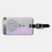Cool Glitter Bokeh Ombre Stripe, Girl Silhouete Bagagelabel (Voorkant horizontaal)