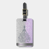 Cool Glitter Bokeh Ombre Stripe, Girl Silhouete Bagagelabel (Voorkant verticaal)