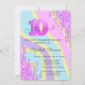 Cool Glitter Drips Groovy 10e verjaardag Kaart (Voorkant)