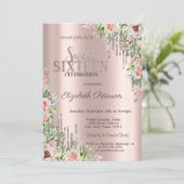 Cool Glitter Drips Roos Gouden Rozen Sweet 16 Kaart (Staand voorkant)