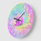 Cool Glitter Drips Tie Dye 10e Verjaardag Grote Klok (Hoek)