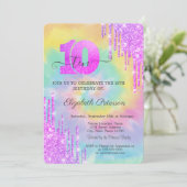 Cool Glitter Drips Tie Dye 10e Verjaardag Kaart (Staand voorkant)