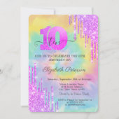 Cool Glitter Drips Tie Dye 10e Verjaardag Kaart (Voorkant)