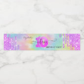 Cool Glitter Drips Tie Dye 10th Birthday Waterfles Etiket (Enkel label)