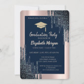 Cool Glitter Gradu Pet, Roos Gold Drids, Navy Blue Kaart (Voorkant)