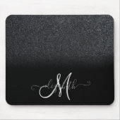 Cool Glitter Ombre Black Monogram Muismat (Voorkant)
