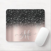 Cool Glitter Ombre Black Monogram Roos Gold Muismat (Met muis)
