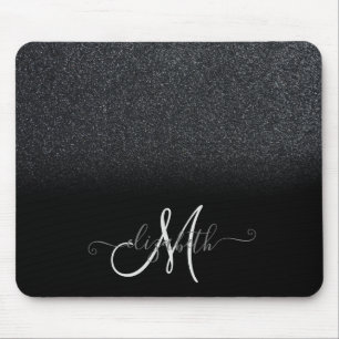 Cool Glitter Ombre Zwart Monogram Muismat