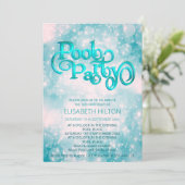 Cool glitter script pool party verjaardag kaart (Staand voorkant)