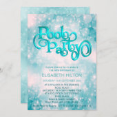 Cool glitter script pool party verjaardag kaart (Voorkant / Achterkant)