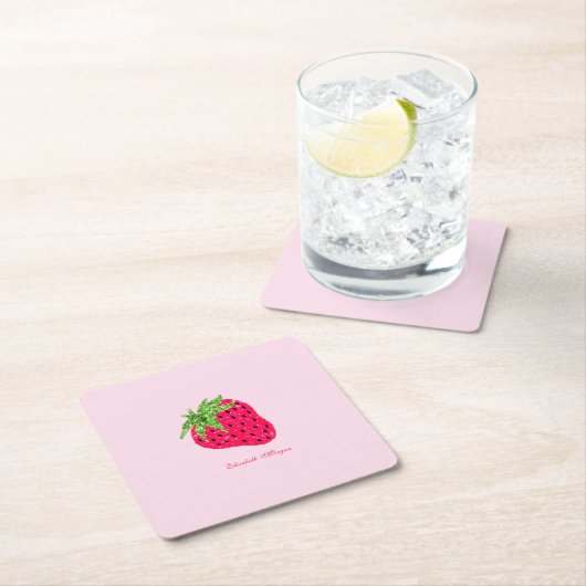 Cool Glitter Strawberry Kartonnen Onderzetters (Insitu)