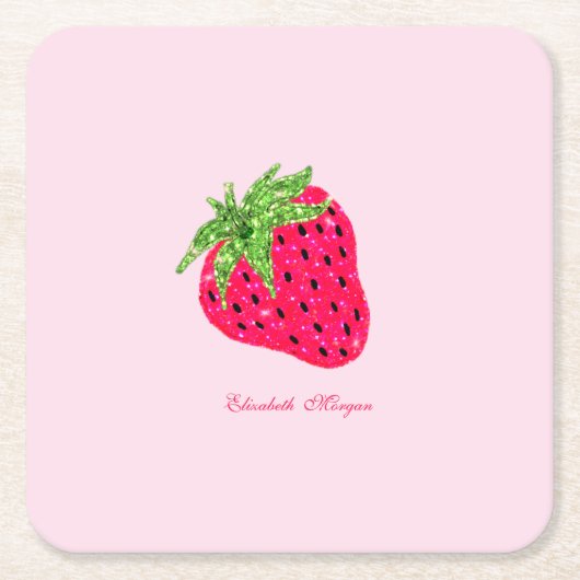 Cool Glitter Strawberry Kartonnen Onderzetters (Voorkant)