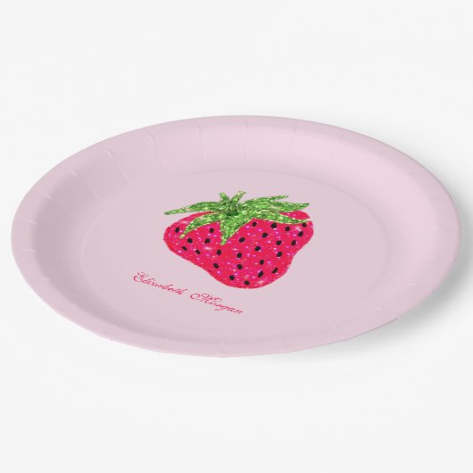 Cool Glitter Strawberry Papieren Bordje (Gekanteld)