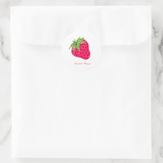 Cool Glitter Strawberry Ronde Sticker (Tas)