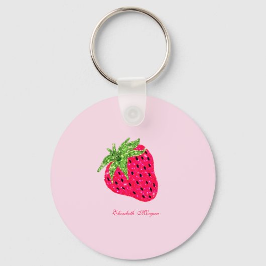 Cool Glitter Strawberry Sleutelhanger (Voorkant)