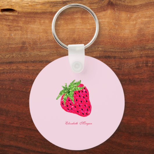 Cool Glitter Strawberry Sleutelhanger (Voorkant)
