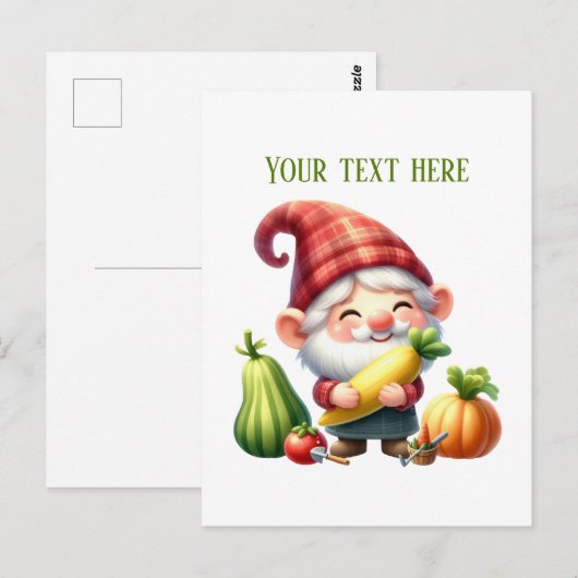 Cool gnome mixed vegetables  farmer customizable briefkaart (Voorkant / Achterkant)