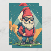 Cool Gnome op een avontuur: leuke illustratie Feestdagenkaart (Voorkant / Achterkant)