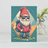 Cool Gnome op een avontuur: leuke illustratie Feestdagenkaart (Staand voorkant)
