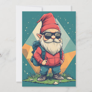 Cool Gnome op een avontuur: leuke illustratie Feestdagenkaart