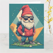 Cool Gnome op een avontuur: leuke illustratie Kaart (Gele Bloem)