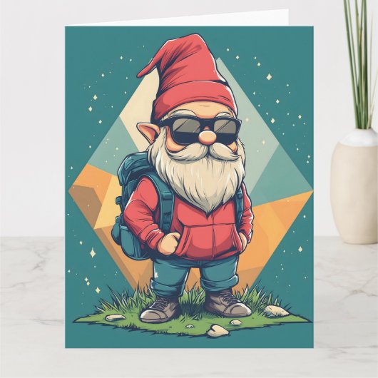 Cool Gnome op een avontuur: leuke illustratie Kaart (Voorkant)