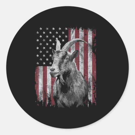 Cool Goat Lover 4th of July Patriottische Verenigd Ronde Sticker (Voorkant)