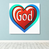 Cool GOD Heart Canvas Afdruk (Insitu (Houten vloer))