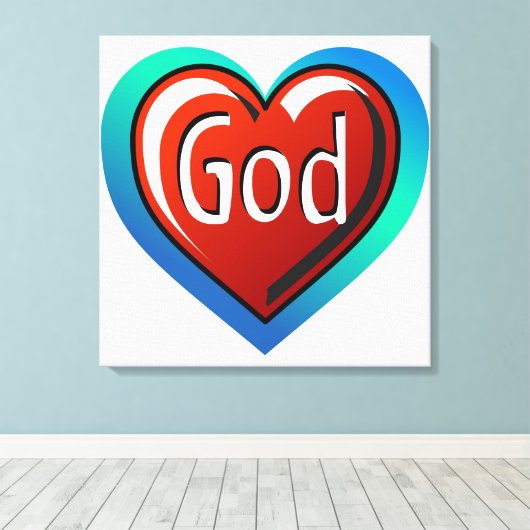 Cool GOD Heart Canvas Afdruk (Insitu (Houten vloer))