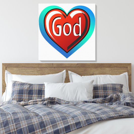 Cool GOD Heart Canvas Afdruk (Insitu (Slaapkamer))