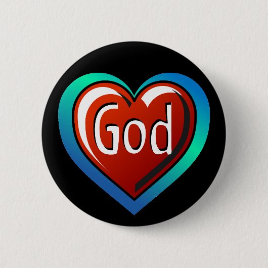 Cool GOD Heart Ronde Button 5,7 Cm (Voorkant)