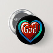 Cool GOD Heart Ronde Button 5,7 Cm (Voorkant /achterkant)