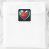 Cool GOD Heart Vierkante Sticker (Tas)