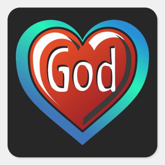 Cool GOD Heart Vierkante Sticker (Voorkant)