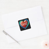 Cool GOD Heart Vierkante Sticker (Envelop)