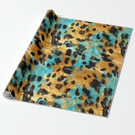 Cool Gold Aqua Leopard Cadeaupapier