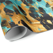 Cool Gold Aqua Leopard Cadeaupapier (Rol Hoek)