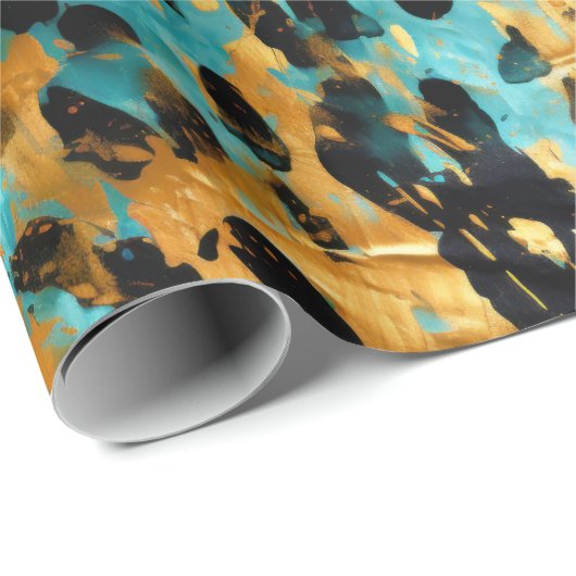 Cool Gold Aqua Leopard Cadeaupapier (Rol Hoek)
