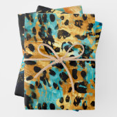 Cool Gold Aqua Leopard Inpakpapier Vel (In situ)