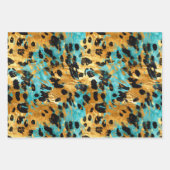 Cool Gold Aqua Leopard Inpakpapier Vel (Voorkant)