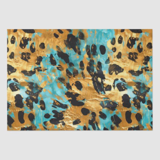 Cool Gold Aqua Leopard Tissuepapier (Voorkant)