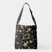 Cool Gold Black Dark Metallic Luxury Mode Xmas Crossbody Tas (Voorkant)