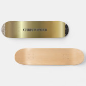 Cool Gold Black Silver Naam Persoonlijk Skateboard (Horizontaal)