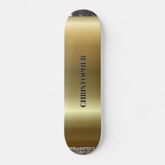 Cool Gold Black Silver Naam Persoonlijk Skateboard (Voorkant)