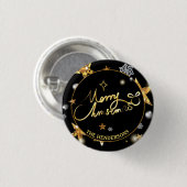 Cool Gold Black Stars Custom Merry Christmas Ronde Button 3,2 Cm (Voorkant /achterkant)