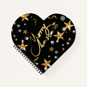 Cool Gold Black Stars Metallic Luxe met lage key Notitieboek